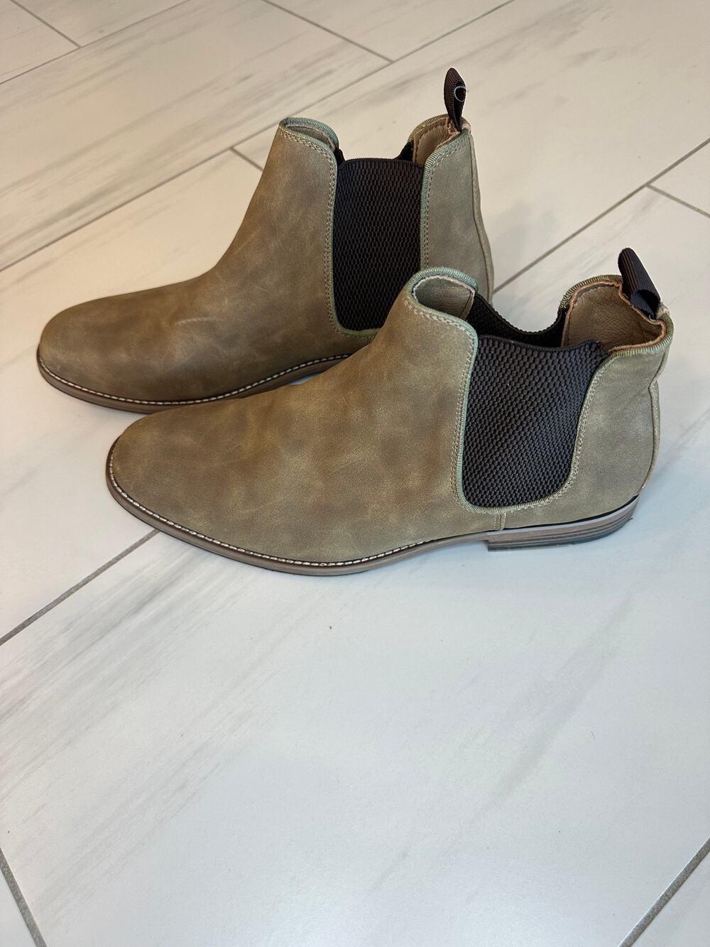 Men's Chelsea Boots Tan Suede Nubuck Slip On Ankle Dress Casual Boots Size 9.5